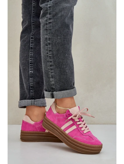 Zazoo N1068S4 Damskie Zamszowe Sneakersy Na Platformie Fuksja