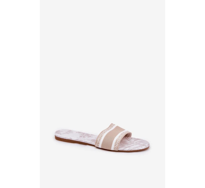 Vzorované Plné Dámské Sandály Béžové model 21689586 - Boto