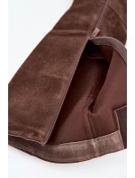 Semišové Kozačky Na Podpatku Zip Čokoládové model 21705071 - Boto