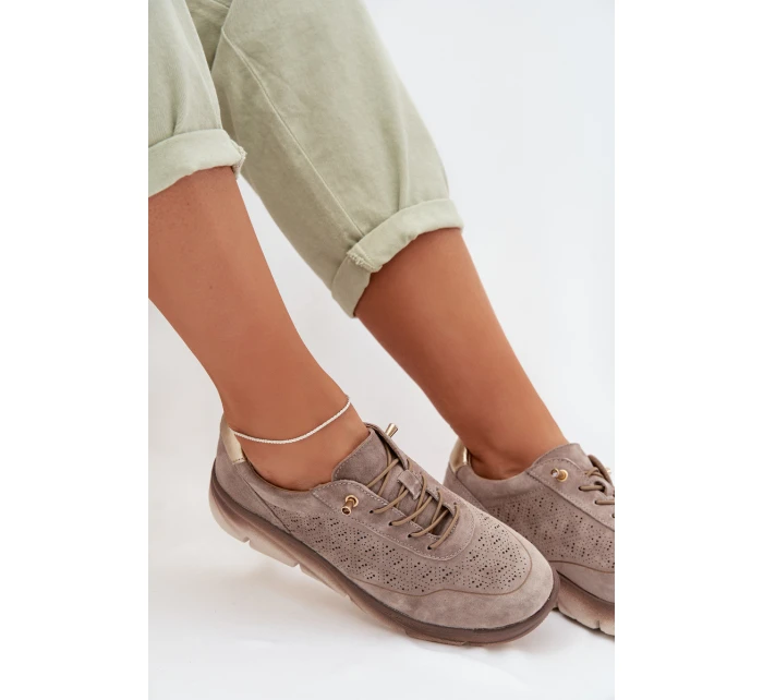 Kožené dámské tenisky s perforací Sergio Leone SP-002 šedé Kožené dámské tenisky s perforací Sergio Leone SP-002 šedé