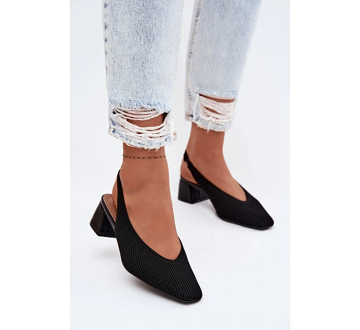 Materiálové dámské sandály na podpatku Černé Marcelle