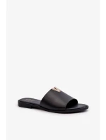Dámske papuče z ekokože na plochom podpätku, čierne Maliha Dámske papuče z ekokože na plochom podpätku, čierne Maliha