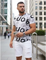 Pánske tričko s potlačou svetlo šedé FashionStreet RX5675