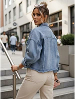 Dámska džínsová bunda s odrením modrá FashionStreet TY5688