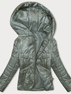 Dámska prešívaná krátka bunda khaki (B8185-11)