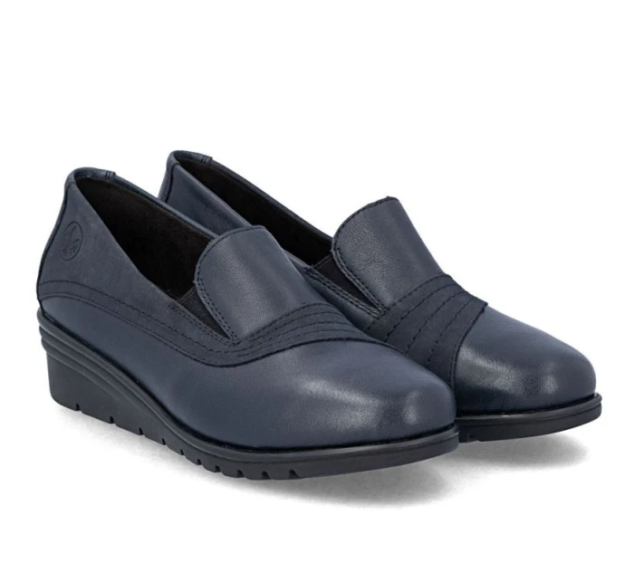 Dámské kožené boty na platformě v tmavě modré barvě model 21910589 - Rieker