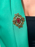 Brošňa XZ459-107 zlatá + červená