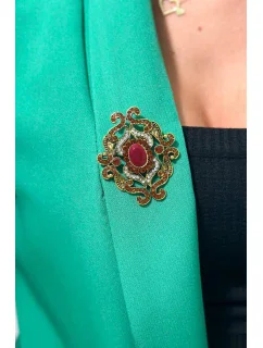 Brošňa XZ459-107 zlatá + červená