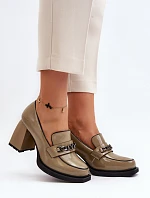 Lakierowane Czółenka Na Masywnym Obcasie Zielone Terimene