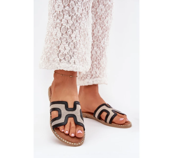 Klapki Damskie Na Płaskim Obcasie Czarne Vereya Klapki Damskie Na Płaskim Obcasie Czarne Vereya