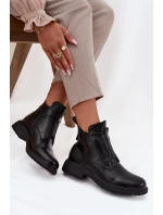 Ocieplane Botki Damskie Na Zamek Z Ozdobnym Detalem Czarne Roselle Ocieplane Botki Damskie Na Zamek Z Ozdobnym Detalem Czarne Roselle