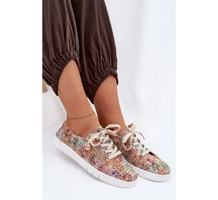 Otevřené polobotky z přírodního semiše vícebarevné Kamelia