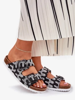 Dámske papuče s prackami a brokátom S.Barski - čierne