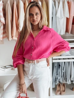 Dámske nadrozmerné mušelínové tričko MUSLINEA fuchsiová FashionStreet DY0475