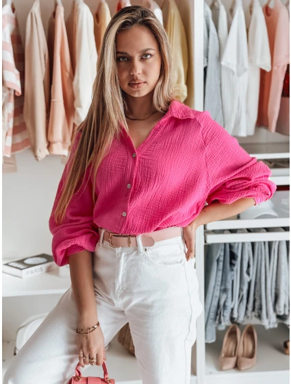 Dámská mušelínová košile oversize fuchsiová Dstreet model 21989190 - FashionStreet