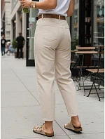 Jeansy damskie mom fit casual z paskiem beżowe model 22173035 - FashionStreet