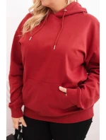 Dámská mikina s kapucí a model 21750300 Plus Size z bavlny bordová - K-Fashion