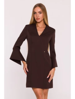 model 21296033 Šaty s širokými manžetami hnědé - Moe