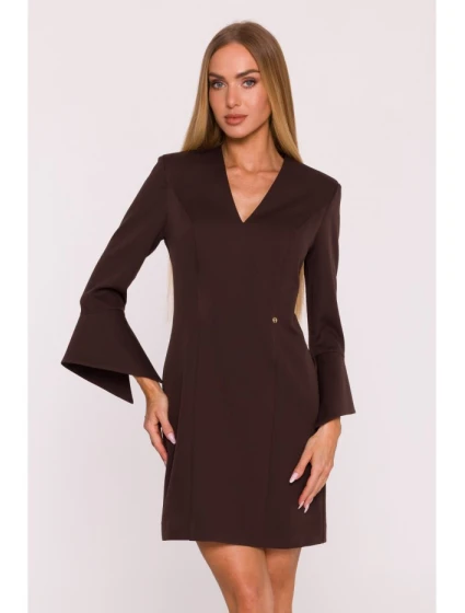 model 21296033 Šaty s širokými manžetami hnědé - Moe