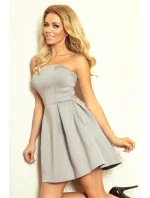 Dámske spoločenské neoprén šaty korzetové GORZET krátke sivé - Šedá / L - Numoco
