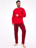 Pánské pyžamo Červená s černou model 21808574 - Cornette Pánské pyžamo Červená s černou model 21808574 - Cornette