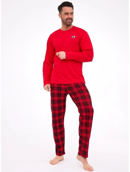 Pánské pyžamo Červená s černou model 21808574 - Cornette Pánské pyžamo Červená s černou model 21808574 - Cornette