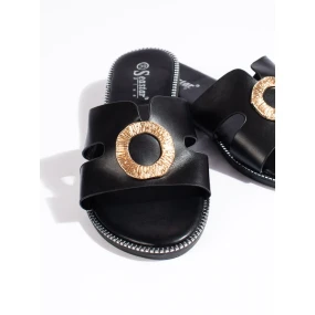 Jedinečné černé  sandály dámské bez podpatku