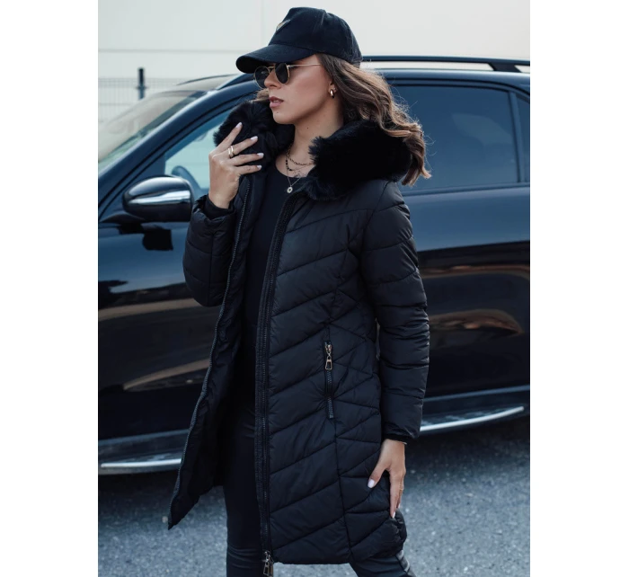 prošívaná dámská zimní bunda s kapucí černá Dstreet model 21980341 - FashionStreet