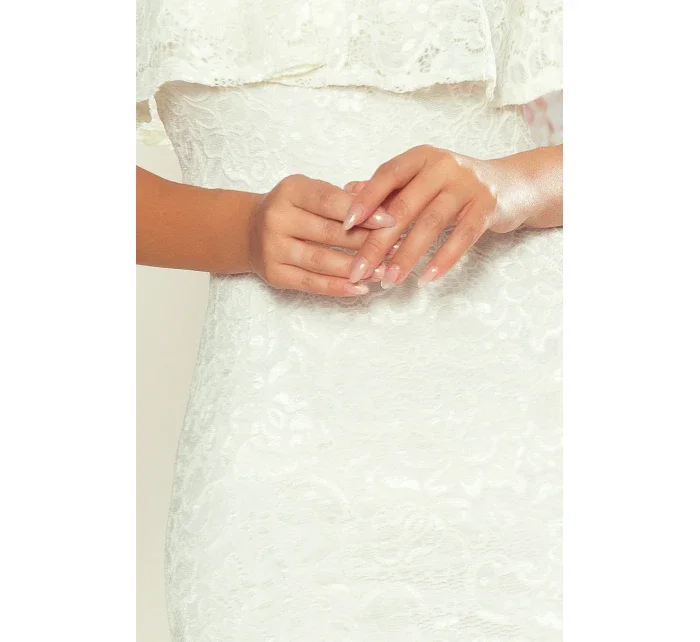 Krajkové dámské šaty ve stylu v barvě ecru model 7736326 - numoco Krajkové dámské šaty ve stylu v barvě ecru model 7736326 - numoco