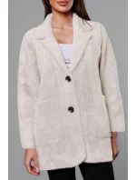 Krátky béžový vlnený prehoz cez oblečenie typu alpaka (7108-1)