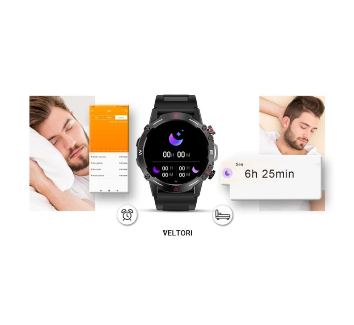 VELTORI VT110-1 Smartwatch Čierny silikónový remienok VELTORI VT110-1 Smartwatch Čierny silikónový remienok