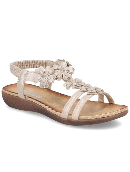 Dámské sandály model 22122405 se zlatými květy - Rieker