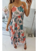 Šaty s motívom listov púdrovo ružovej Šaty s motívom listov púdrovo ružovej