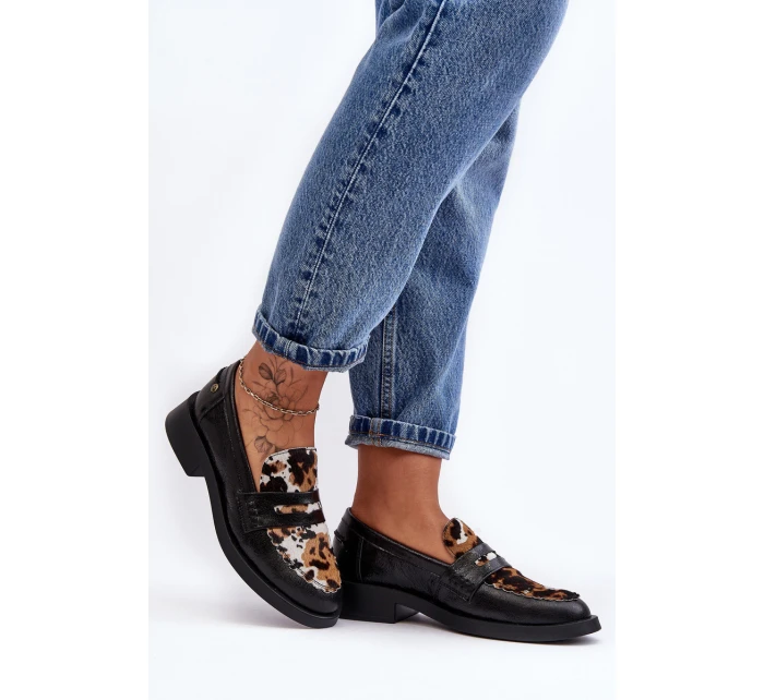 Skórzane Półbuty Mokasyny Damskie Maciejka 06250-01 Czarne