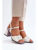 Eleganckie Sandały Na Słupku Z Ozdobą Białe D&A MR38-156