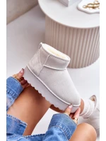 Śniegowce Damskie Na Platformie Ocieplane Futerkiem Jasnoszare Xamella