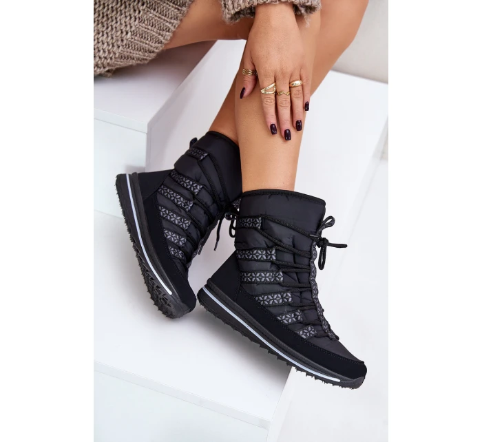 Dámské šněrovací boty do sněhu Progress model 21677045 Černé - Boto Dámské šněrovací boty do sněhu Progress model 21677045 Černé - Boto