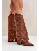 Kozačky S  Na Podpatku Hnědé model 21681443 - Boto