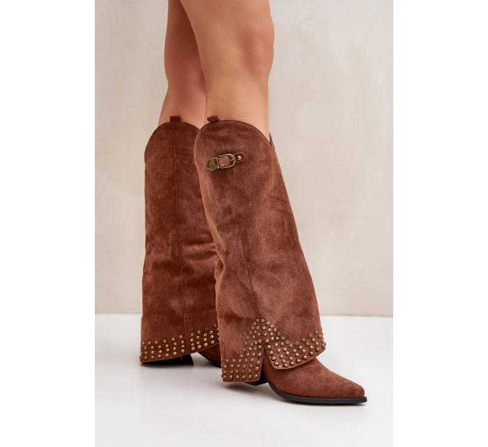 Kozačky S  Na Podpatku Hnědé model 21681443 - Boto