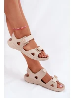 Piankowe Sandały Damskie Na Platformie Big Star RR274A515 Beżowe