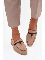 Mokasyny Loafersy Dámské Z Eko Zamszu Béžové Darwen Mokasyny Loafersy Dámské Z Eko Zamszu Béžové Darwen