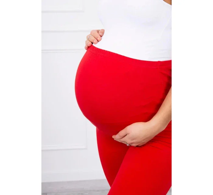 Dámske bavlnené tehotenské nohavice 19975 Červená - Kesi