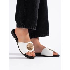 Exkluzívní dámské  nazouváky bílé bez podpatku