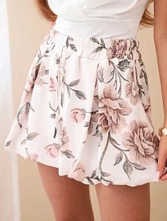 Dámske viskózové šortky s kvetinovou potlačou a viazaním v páse