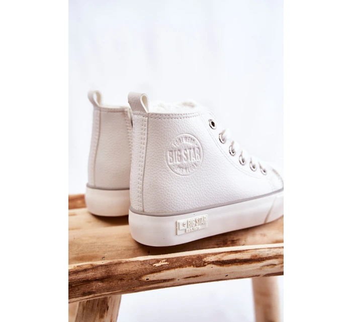 Dziecięce Wysokie Trampki Na Suwak Big Star KK374227 Białe Dziecięce Wysokie Trampki Na Suwak Big Star KK374227 Białe