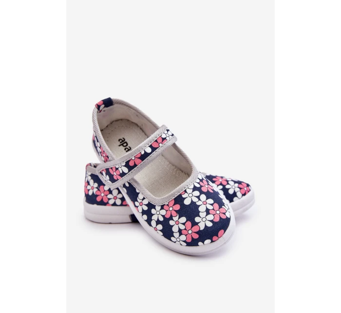 Dziecięce Baleriny W Kwiatuszki Granatowo-Szare Noah Dziecięce Baleriny W Kwiatuszki Granatowo-Szare Noah