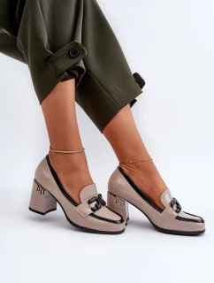 Dámské polobotky na podpatku béžové D&A model 21655949 - S.Barski