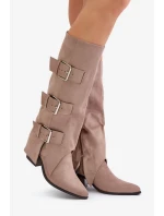 Topánky na podpätku s ohnutou holennou časťou a prackami Béžová Vamissa Topánky na podpätku s ohnutou holennou časťou a prackami Béžová Vamissa
