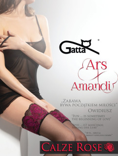 Dámske samodržiace pančuchy Ars Amandi Calze Rose 15den Black with pink - Gatta