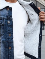 Pánská zateplená džínová bunda s ovčí kůží modrá Dstreet model 21995193 - FashionStreet